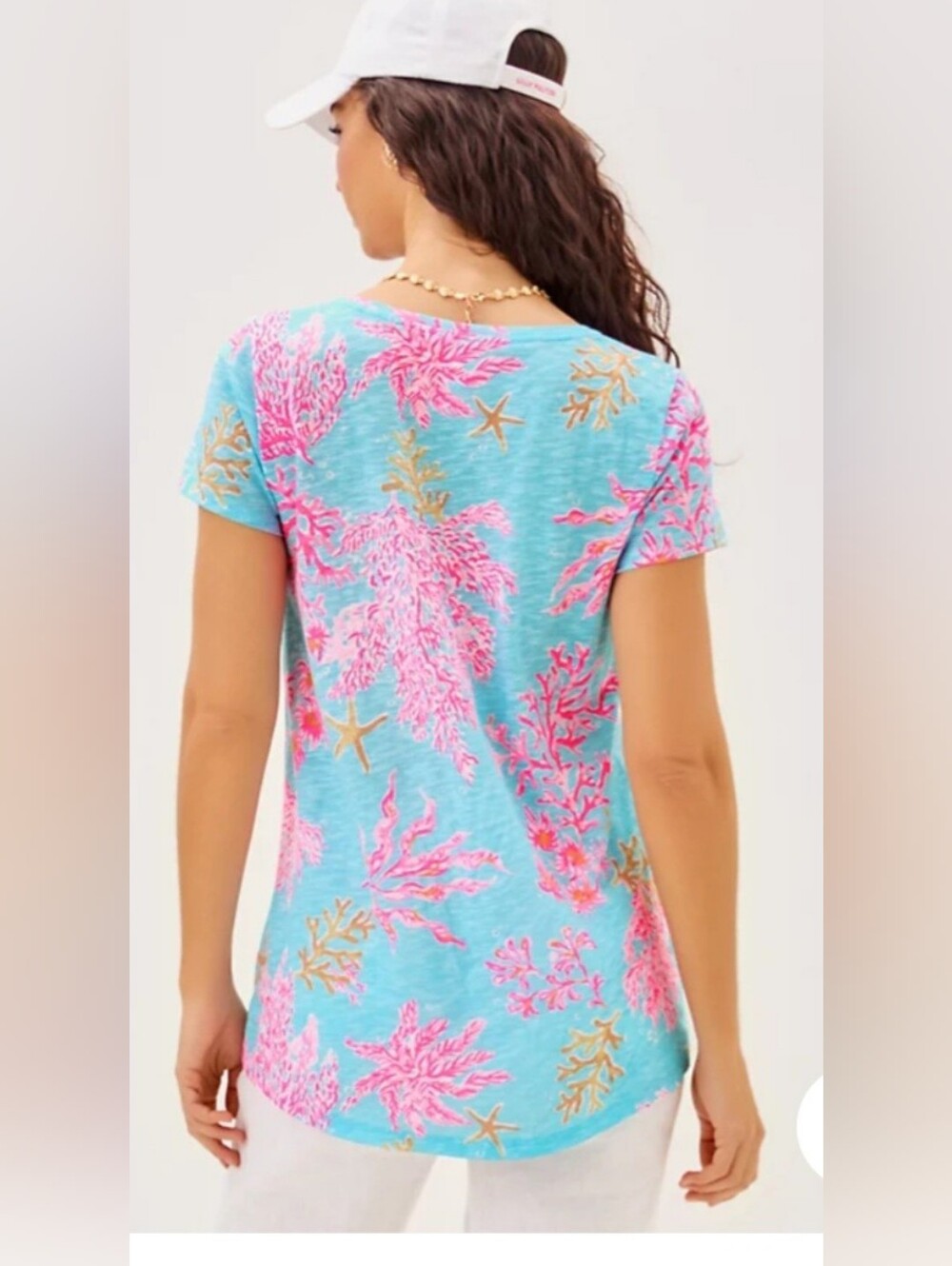 Lilly Pulitzer Etta Scoop Neck Multi Royal Cotton Tee. Size 2XL - Picture 2 of 9